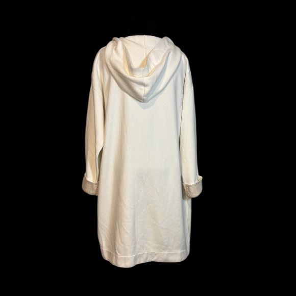 Soft Surroundings L Ivory Cotton Jersey Knit Linen Trim Open Longline Cardigan - Picture 4 of 10